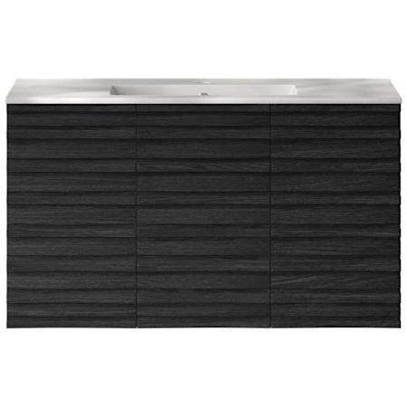 Swiss Madison Cascade 24" Wall Mounted Single Basin Vanity Set with Cabinet, Ceramic Vanity Top and Single Faucet Hole Black Oak / Glossy White