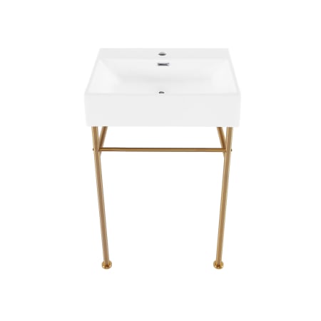 Swiss Madison Claire 23-5/8" Rectangular Ceramic, Stainless Steel Console Bathroom Sink with Overflow Brushed Gold
