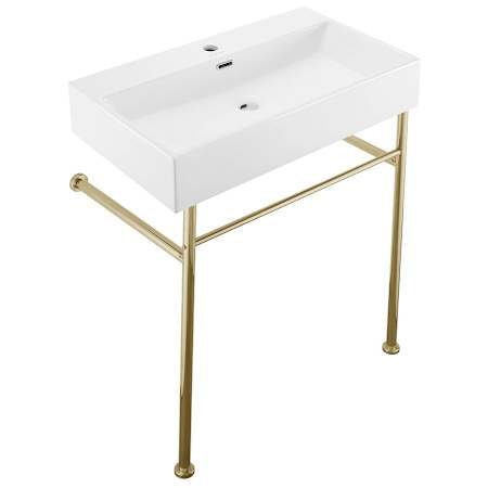 Swiss Madison 30" Claire Console and Sink Set White / Gold