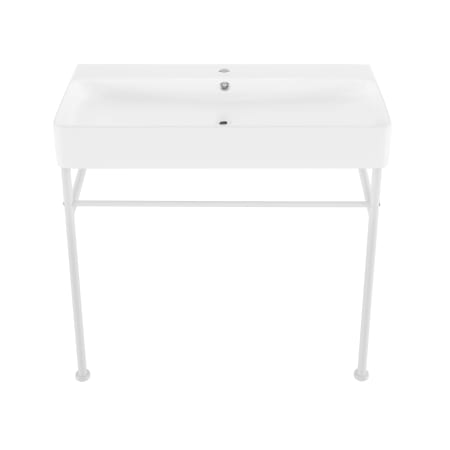 Swiss Madison Carre 36" Rectangular Ceramic, Stainless Steel Console Bathroom Sink with Overflow Matte White