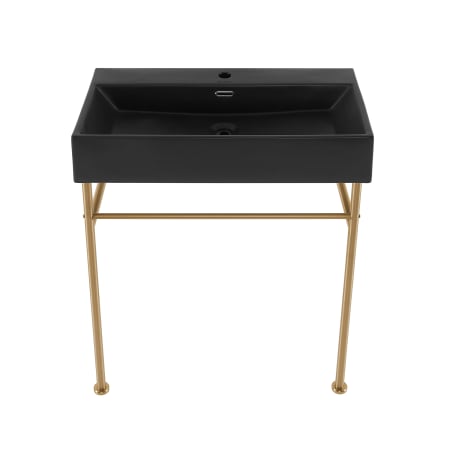 Swiss Madison Claire 29-1/2" Rectangular Ceramic, Stainless Steel Console Bathroom Sink with Overflow Brushed Gold