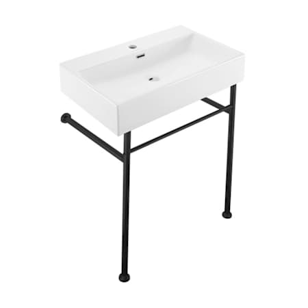 Swiss Madison Claire 24" Rectangular Ceramic Console Bathroom Sink with Overflow and 1 Faucet Hole Matte Black