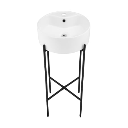 Swiss Madison Monaco 15-3/4" Circular Ceramic Console Bathroom Sink with Overflow and Single Faucet Hole Matte Black