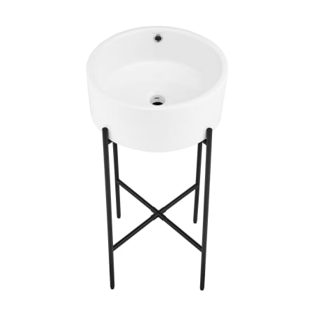 Swiss Madison Monaco 16-1/8" Circular Ceramic Console Bathroom Sink with Overflow and Center Drain Matte Black