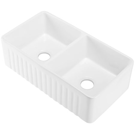 Swiss Madison Delice 33" Farmhouse Double Basin Porcelain Kitchen Sink Glossy White