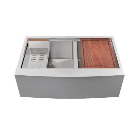 Swiss Madison Rivage 33" Farmhouse Double Basin Stainless Steel Kitchen Sink with Basket Strainer, Colander, and Drain Board Stainless Steel