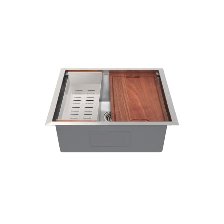 Swiss Madison Rivage 27" Undermount Single Basin Stainless Steel Kitchen Sink with Basket Strainer, Colander, and Drain Board Stainless Steel