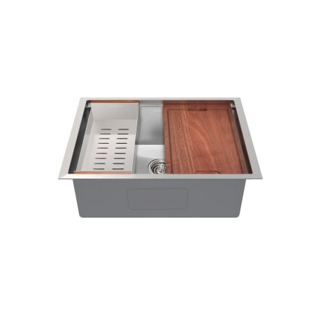 Swiss Madison Rivage 30" Undermount Single Basin Stainless Steel Kitchen Sink with Basket Strainer, Colander, and Drain Board Stainless Steel
