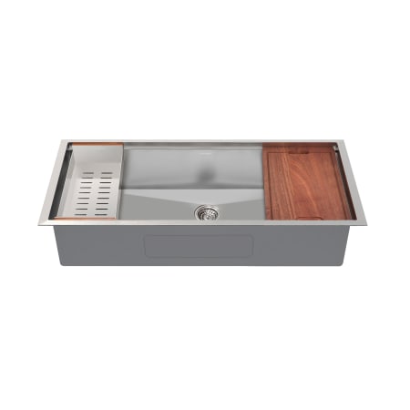 Swiss Madison Rivage 45" Undermount Single Basin Stainless Steel Kitchen Sink with Basket Strainer, Colander, and Drain Board Stainless Steel