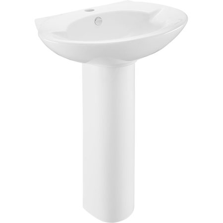 Swiss Madison Plaisir 27-3/4" Oval Ceramic Pedestal Bathroom Sink with Overflow and Single Faucet Hole - Pedestal Included Glossy White