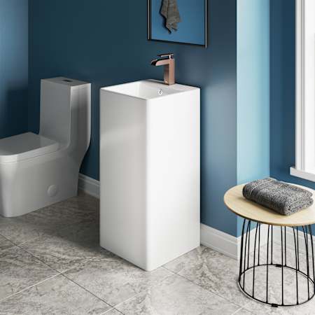 Swiss Madison Concorde One Piece Pedestal Sink Glossy White
