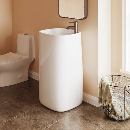 Swiss Madison Ivy One Piece Pedestal Sink Glossy White