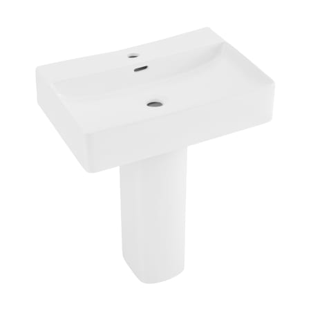 Swiss Madison Concorde 23-5/8" Square Ceramic Pedestal Bathroom Sink with Overflow and Single Faucet Hole White