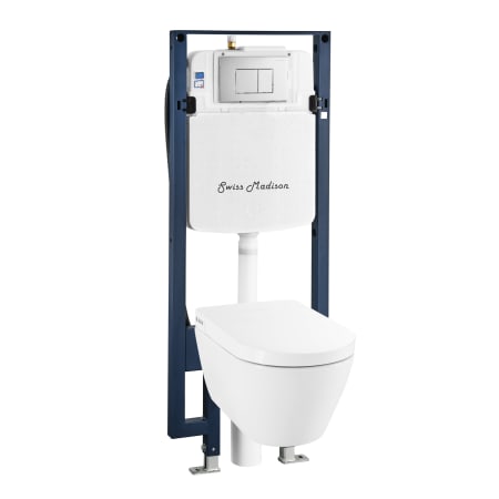 Swiss Madison Hugo 1.6 GPF Dual Flush Wall Mounted One Piece Elongated Toilet with Push Button Flush - Seat Included White