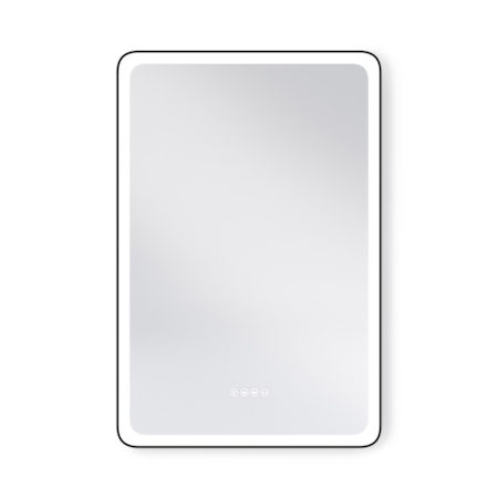 Swiss Madison Carre 24"W x 36"H Oval Flat Frameless Wall Mounted Bathroom Mirror with LED Lighting Chrome
