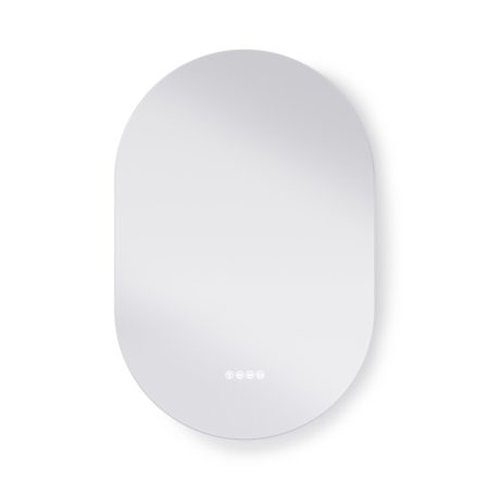 Swiss Madison Aura 24"W x 36"H Oval Flat Frameless Wall Mounted Bathroom Mirror with Lighting Chrome