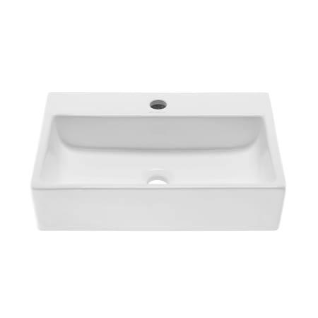 Swiss Madison Claire 20-7/8" Rectangular Ceramic Vessel Bathroom Sink with Single Faucet Hole and Center Drain Glossy White