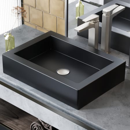 Swiss Madison Voltaire 15-3/4" Rectangular Ceramic Vessel Bathroom Sink Matte Black