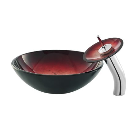 Swiss Madison Cascade 16-9/16" Glass Vessel Bathroom Sink with 1.2 GPM Deck Mounted Bathroom Faucet Ember Red