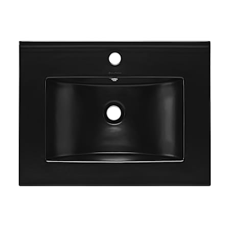 Swiss Madison 24" Ceramic Vanity Top Glossy Black