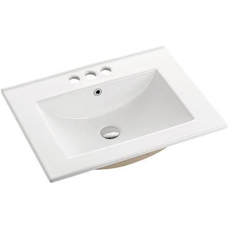 Swiss Madison 24" Rectangular Ceramic Drop In Bathroom Sink with Overflow and 3 Faucet Holes at 4" Centers Glossy White