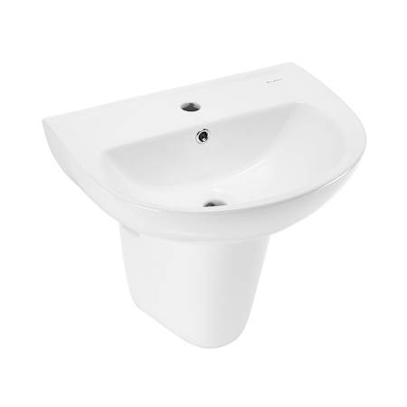 Swiss Madison Cache 18-1/8" Specialty Ceramic Wall Mounted Bathroom Sink with Overflow and 1 Faucet Hole Glossy White