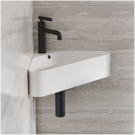 Swiss Madison St. Tropez 22-1/16" Corner Ceramic Wall Mounted Bathroom Sink and 1 Faucet Hole Glossy White
