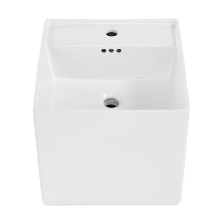 Swiss Madison Pur 16-13/16" Square Ceramic Wall Mounted Bathroom Sink with Overflow and Single Faucet Hole White