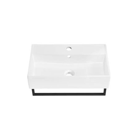 Swiss Madison Claire 22" Wall-Mount Bathroom Sink with Black Towel Bar White / Black
