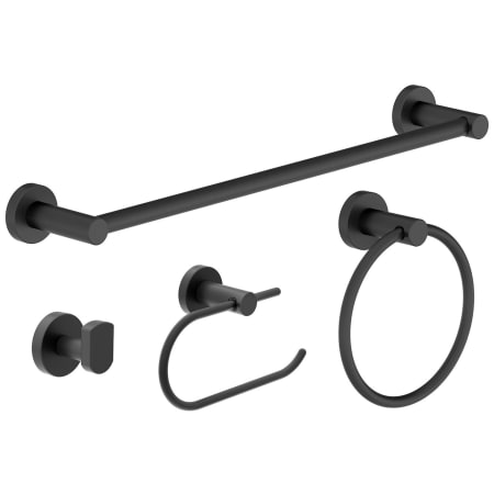 Symmons Dia Bathroom Hardware Set - Includes Towel Bar, Robe Hook, Towel Ring, and Toilet Paper Holder Matte Black