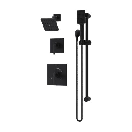 Symmons Duro HydroMersion Pressure Balanced Shower System with Shower Head, Hand Shower, Shower Arm, Hose, and Valve Trim Matte Black