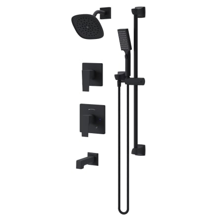Symmons Verity HydroMersion Pressure Balanced Tub and Shower System with Shower Head, Hand Shower, Shower Arm, Hose, and Valve Trim Matte Black
