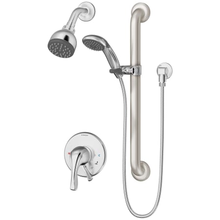 Symmons Origins Pressure Balanced Shower System with Shower Head, Hand Shower, Slide Bar, Shower Arm, Hose, and Valve Trim – Less Rough-In Valve Polished Chrome