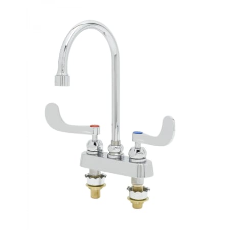 T and S Brass 1.5 GPM 4"W Deck Mounted Vandal Resistant Utility Faucet with Wrist Blade Handles Chrome