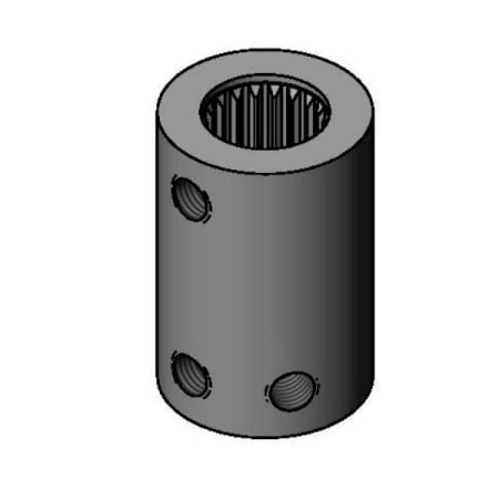 T and S Brass Remote Hex Spline Coupling (Unplated) Polished Chrome
