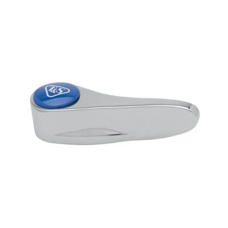 T and S Brass Lever Handle, Blue Index (T&S Logo), Screw Polished Chrome