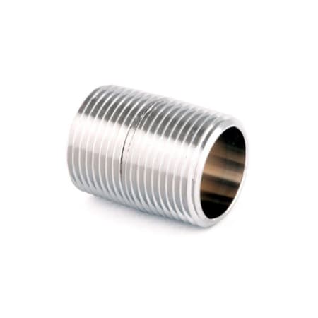 T and S Brass 3/4" NPT Close Nipple, Chrome Plated Polished Chrome