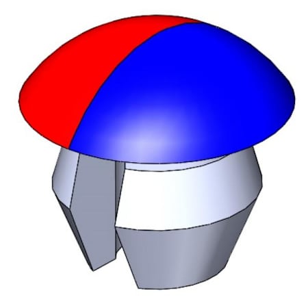 T and S Brass Handle Index Button / Plug - Red & Blue Polished Chrome