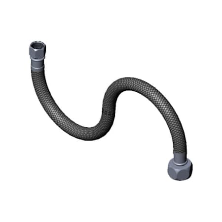 T and S Brass Flex Connector Hose, 1/2 NPSM-F x 1/4 NPSM-F x 18" Overall Length N/A
