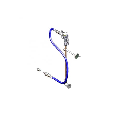 T and S Brass Hose Reel Connector Kit with 18" Riser and 36" Flexible Water Connector Blue