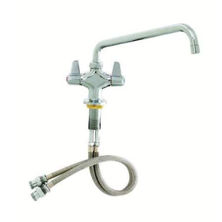T and S Brass Double Handle Deck Mounted Food Service Faucet Chrome Plated