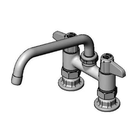 T and S Brass Equip 4" Deck Mount Swivel Base Faucet, 8" Swing Nozzle & Supply Nipple Kit Chrome