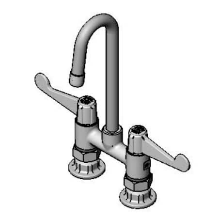 T and S Brass Double Handle 4" Deck Mounted Food Service Faucet Chrome Plated