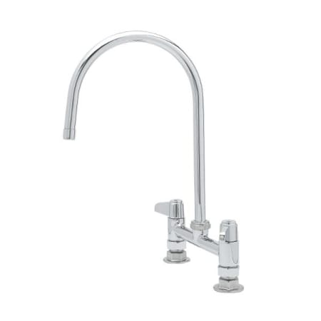 T and S Brass Equip 8" Deck Mount Faucet, Lever Handles, 9" Swivel GN & 1/2" NPT Supply Nipple Kit Chrome