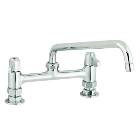 T and S Brass Faucet, 8" Centers, Deck Mount, 12" Swing Nozzle Chrome
