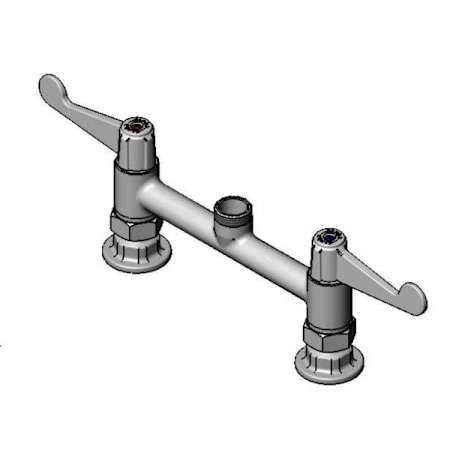 T and S Brass Double Handle 8" Deck Mounted Food Service Faucet Chrome Plated