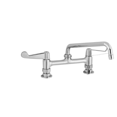 T and S Brass Equip 8" Deck Mount Faucet, Wrist Handles, 8" Swing Nozzle & 1/2" NPT Supply Nipple Kit Chrome