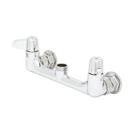 T and S Brass Double Handle 8" Wall Mounted Food Service Faucet Chrome Plated