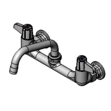 T and S Brass Double Handle 8" Wall Mounted Food Service Faucet Chrome Plated
