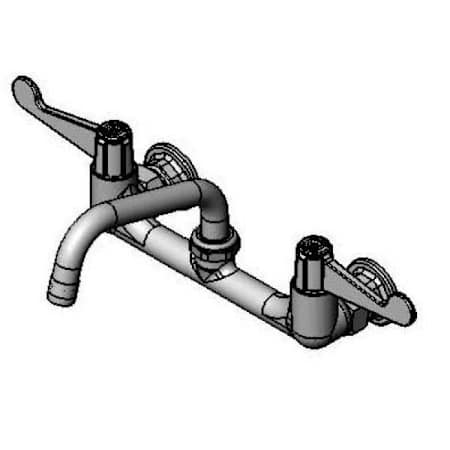 T and S Brass Double Handle 8" Wall Mounted Food Service Faucet Chrome Plated